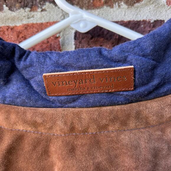 Vineyard Vines Mens Quilted Suede Pullover Half Zip Blue Size Mens Small - Picture 5 of 5